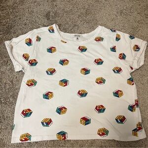 Women’s White Rubik's Cube Print Tee